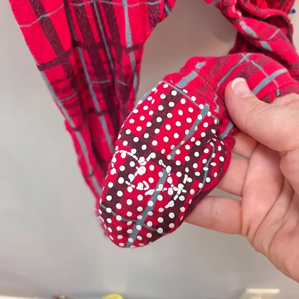 Kickee Pants Infant 9-12 Months Red Plaid Footed Bamboo Pajamas‎